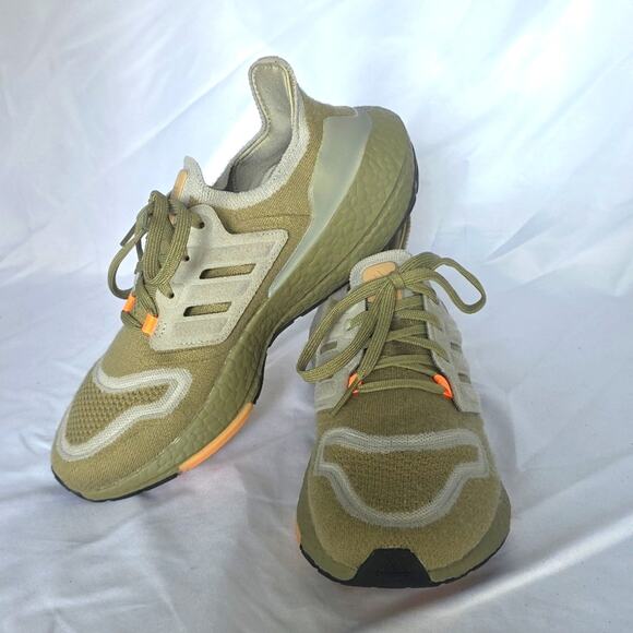 Adidas Mens 7.5 Ultraboost 22 Running Athletic Shoe in Green Orange - Picture 16 of 16